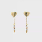 Load and play video in Gallery viewer, 14k Yellow Gold Tri-Color Bead Dangle Earrings