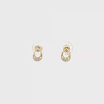 Load and play video in Gallery viewer, Yellow Gold Stud Earrings with Round Cut CZ