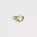 Load and play video in Gallery viewer, 9ct Gold Ring with Oval Cabochon Opal &amp; Diamonds