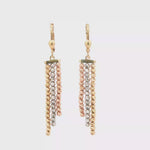 Load and play video in Gallery viewer, Tri-Color Gold Bead Dangle Earrings