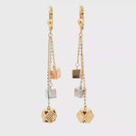 Load and play video in Gallery viewer, Yellow Gold Geometric Cube Dangle Earrings