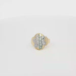 Load and play video in Gallery viewer, Yellow Gold Signet Ring with Two-Tone Floral Motif