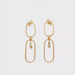 Load and play video in Gallery viewer, Yellow Gold Dangle Earrings with Round Brilliant CZ