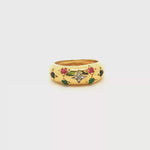Load and play video in Gallery viewer, 18ct Gold Ring with Diamond, Rubies &amp; Sapphires