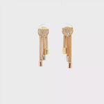 Load and play video in Gallery viewer, Yellow Gold Dangle Earrings with Round Cut Diamonds