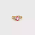 Load and play video in Gallery viewer, Yellow Gold Multistone Ring with Pink Pear Topaz