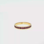 Load and play video in Gallery viewer, Yellow Gold Eternity Ring with Round Cut Ruby Gemstones