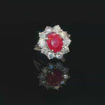 Load and play video in Gallery viewer, White Gold Ring with Oval Ruby &amp; Diamonds

