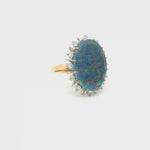 Load and play video in Gallery viewer, 18ct Gold Cocktail Ring with Oval Opal &amp; Diamonds
