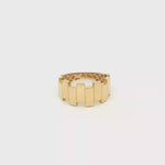 Load and play video in Gallery viewer, Architectural Design Yellow Gold Band Ring
