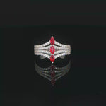 Load and play video in Gallery viewer, White Gold Multistone Ring with Marquise Cut Red Rubies