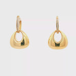 Load and play video in Gallery viewer, Yellow Gold Dangle Earrings with Round Cut CZ