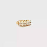 Load and play video in Gallery viewer, Yellow Gold Multistone Ring with Round Cabochon Opal Gemstones