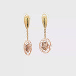 Load and play video in Gallery viewer, Two-Tone Gold Dangle Earrings with Smoky Quartz