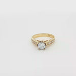 Load and play video in Gallery viewer, Yellow Gold Engagement Ring with Round Brilliant CZ
