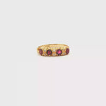 Load and play video in Gallery viewer, 18ct Gold Multistone Ring with Round Cabochon Ruby