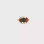Load and play video in Gallery viewer, 9ct Gold Multi Stone Ring with Oval Garnets