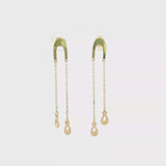 Load and play video in Gallery viewer, Yellow Gold Modern Teardrop Dangle Earrings