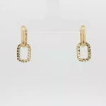 Load and play video in Gallery viewer, Yellow Gold Rectangular Link Dangle Earrings