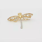 Load and play video in Gallery viewer, Yellow &amp; White Gold Dragonfly Brooch