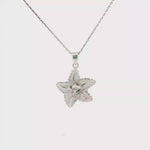 Load and play video in Gallery viewer, White Gold Starfish Charm Necklace with Round Cut CZ