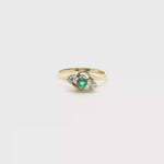 Load and play video in Gallery viewer, 9ct Gold Ring with Round Cut Emerald &amp; Diamonds