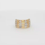 Load and play video in Gallery viewer, Textured Two-Tone Gold Geometric Band Ring