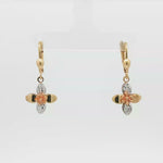 Load and play video in Gallery viewer, Floral Motif Tri-Colour Gold Dangle Earrings