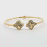 Load and play video in Gallery viewer, Yellow Gold Bangle with Round Cut Diamonds