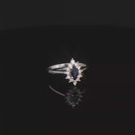 Load and play video in Gallery viewer, 14ct White Gold Ring with Oval Cut Blue Sapphire &amp; Diamonds