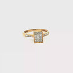 Load and play video in Gallery viewer, 9ct Gold Multistone Ring with Square Cut Diamonds