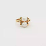 Load and play video in Gallery viewer, 14ct Gold Ring with Twin Round Pearl