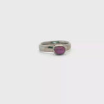 Load and play video in Gallery viewer, 18ct White Gold Ring with Oval Star Ruby