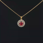 Load and play video in Gallery viewer, 18ct Yellow Gold Ruby &amp; Diamond Charm Necklace