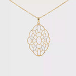 Load and play video in Gallery viewer, Floral Openwork Pendant Necklace in Yellow Gold
