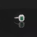 Load and play video in Gallery viewer, White Gold Emerald Ring with Emerald &amp; Diamond