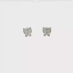 Load and play video in Gallery viewer, White Gold Butterfly Stud Earrings with Round Brilliant CZ