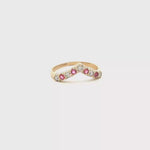 Load and play video in Gallery viewer, 9ct Gold Multi-Stone Ring with Red Ruby Cabochons