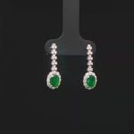 Load and play video in Gallery viewer, White Gold Earrings with Oval Cabochon Emeralds &amp; Diamonds