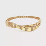 Load and play video in Gallery viewer, Entwined Yellow Gold Bangle Adorned with Round Cut CZ