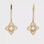 Load and play video in Gallery viewer, Yellow Gold Dangle Earrings with Mother of Pearl