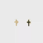 Load and play video in Gallery viewer, Yellow Gold Cross Stud Earrings