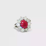 Load and play video in Gallery viewer, White Gold Ring with Oval Ruby &amp; Diamonds
