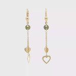 Load and play video in Gallery viewer, Yellow Gold Dangle Earrings with Heart Charms