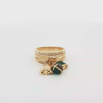 Load and play video in Gallery viewer, Yellow Gold Band Ring with Multi Stone Charms