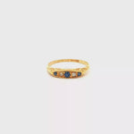 Load and play video in Gallery viewer, 18ct Yellow Gold Multistone Ring with Deep Blue Sapphire Cabochons