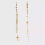 Load and play video in Gallery viewer, 14k Yellow Gold Dangle Earrings with Cross Charms