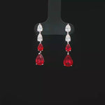 Load and play video in Gallery viewer, Ruby and Diamond Drop Earrings in White Gold
