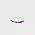 Load and play video in Gallery viewer, White Gold Eternity Ring with Brilliant Cut Amethysts