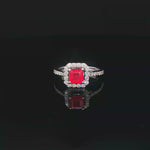 Load and play video in Gallery viewer, White Gold Cocktail Ring with Square Cut Ruby
